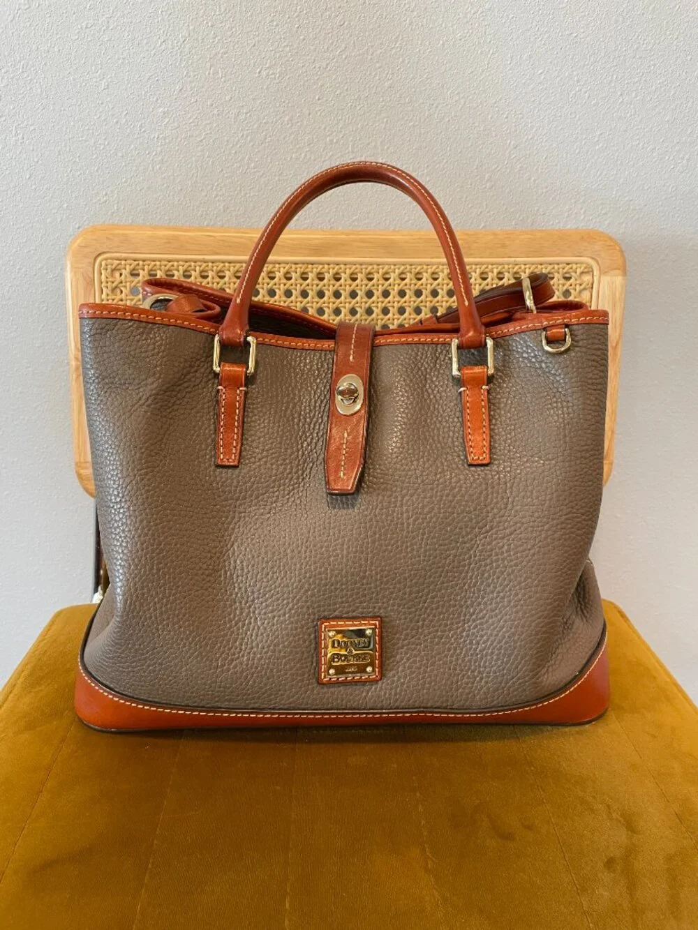 Dooney & Bourke Perry Satchel Elephant Grey Pebble Leather